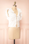 Minjae White Sleeveless Top w/ Ruffles | Boutique 1861 side view