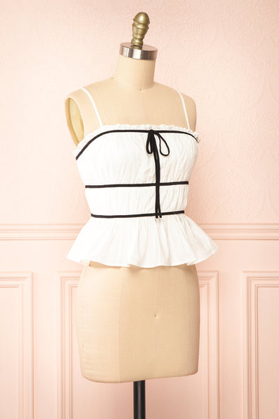 Minnie White Top w/ Black Ribbons | Boutique 1861 side view