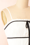 Minnie White Top w/ Black Ribbons | Boutique 1861 side close-up