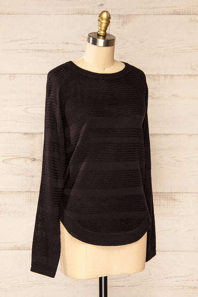 Mirando Black Thin Knit Striped Sweater | La petite garçonne side view