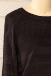 Mirando Black Thin Knit Striped Sweater | La petite garçonne side close-up