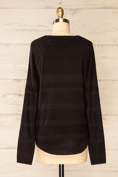 Mirando Black Thin Knit Striped Sweater | La petite garçonne back view