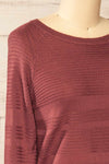 Mirando Mauve Thin Knit Striped Sweater | La petite garçonne side close-up
