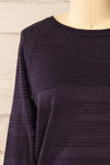 Mirando Navy Thin Knit Striped Sweater | La petite garçonne front close-up