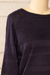 Mirando Navy Thin Knit Striped Sweater | La petite garçonne side close-up