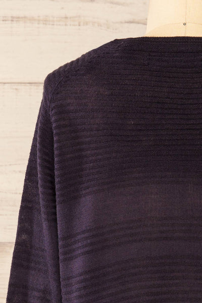 Mirando Navy Thin Knit Striped Sweater | La petite garçonne back close-up