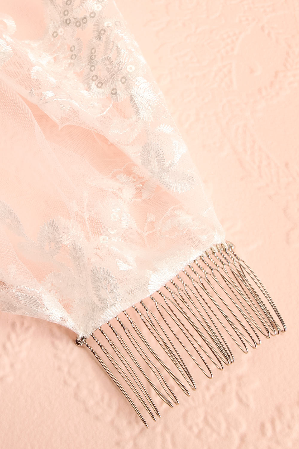 Mirelisse Ivory Tulle Wedding Veil with Floral Appliqués | Boudoir