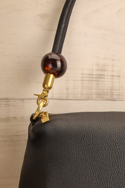 Miriane Black Shoulder Bag w/ Removable Crossbody Strap front close-up