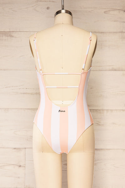 Mirjami Stripes Pink One-Piece Swimsuit | La petite garçonne back view