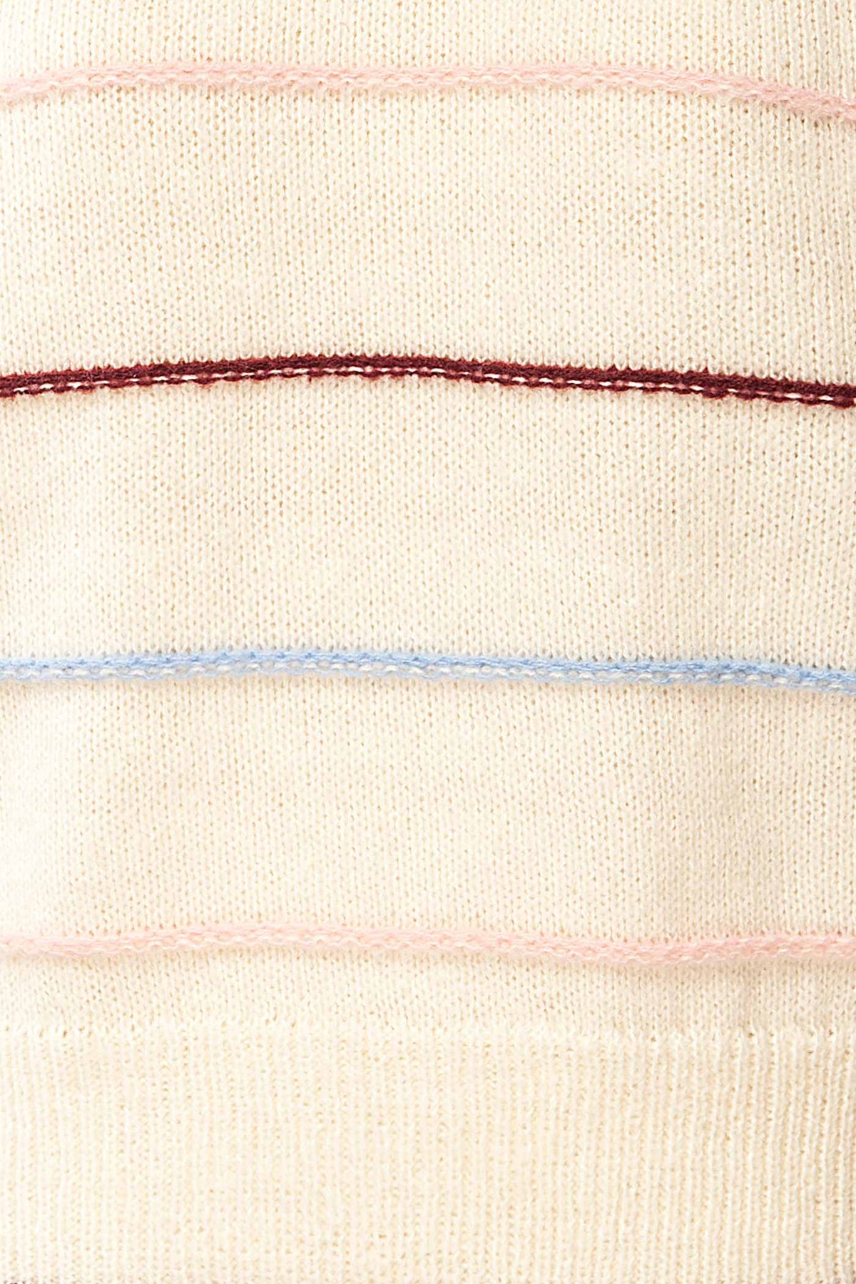 fabric view of Mistissini Ivory Striped Crewneck Knit Sweater at La petite garçonne