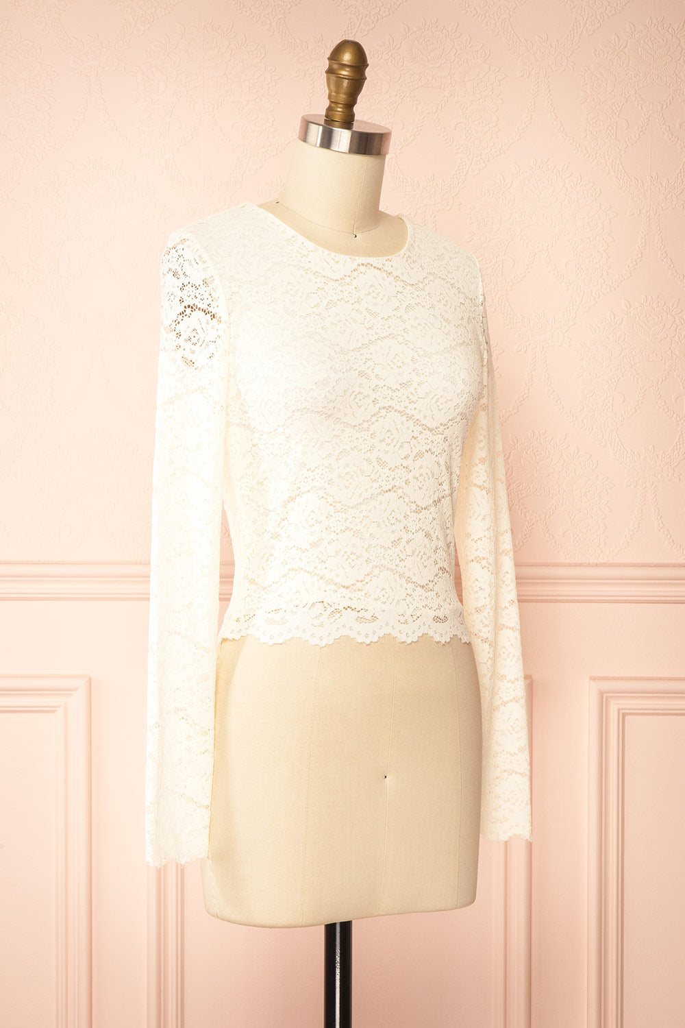 Mizar Ivory Lace Crop Top | Boudoir 1861 side view