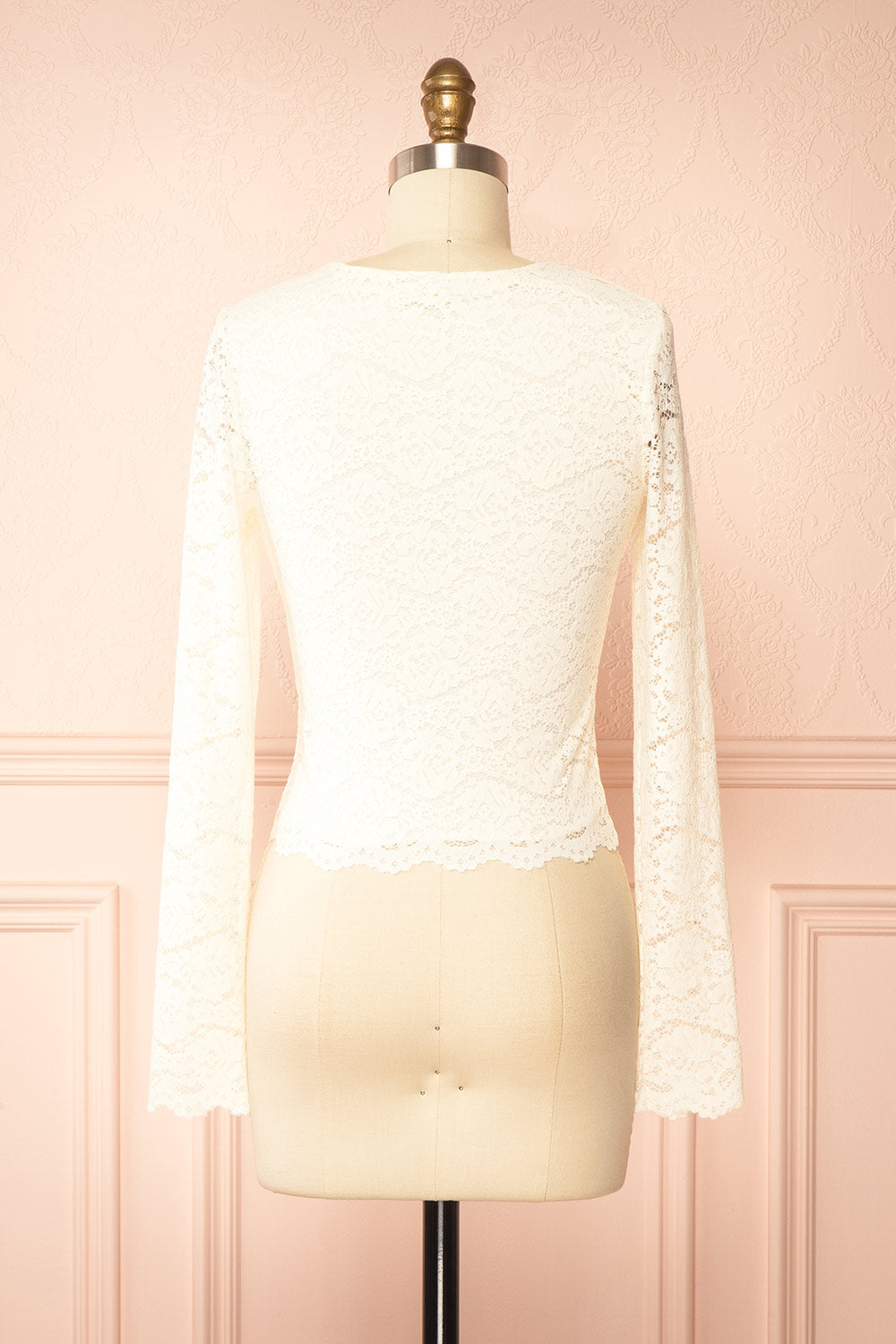 Mizar Ivory Lace Crop Top | Boudoir 1861 back view