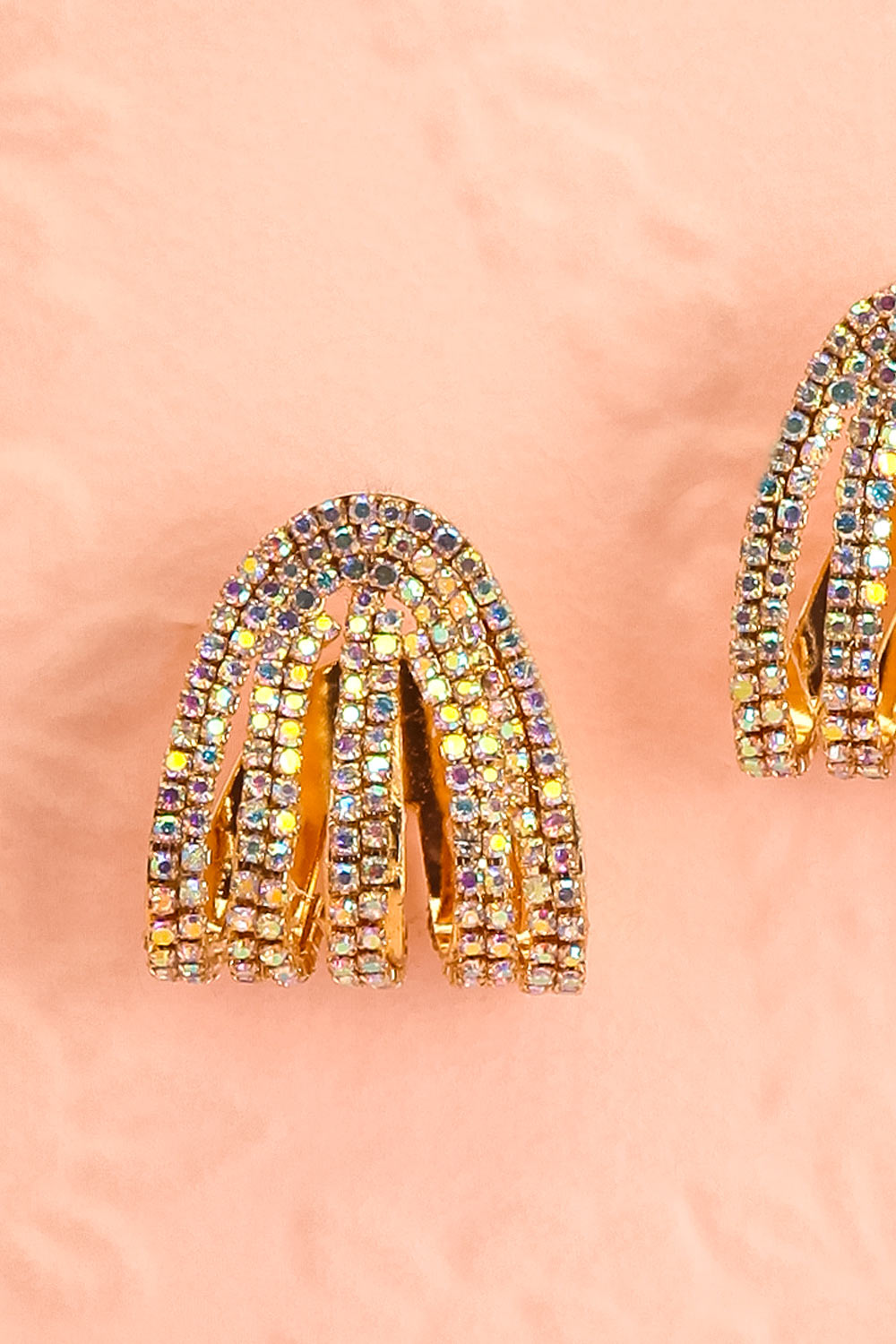 Moana Gold Iridescent Crystal Earrings | Boutique 1861 close-up