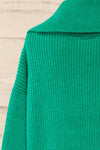Molina Green Quarter-Zip Rib Knit Sweater | La petite garçonne back close-up