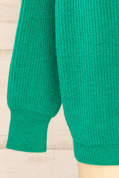 Molina Green Quarter-Zip Rib Knit Sweater | La petite garçonne sleeve