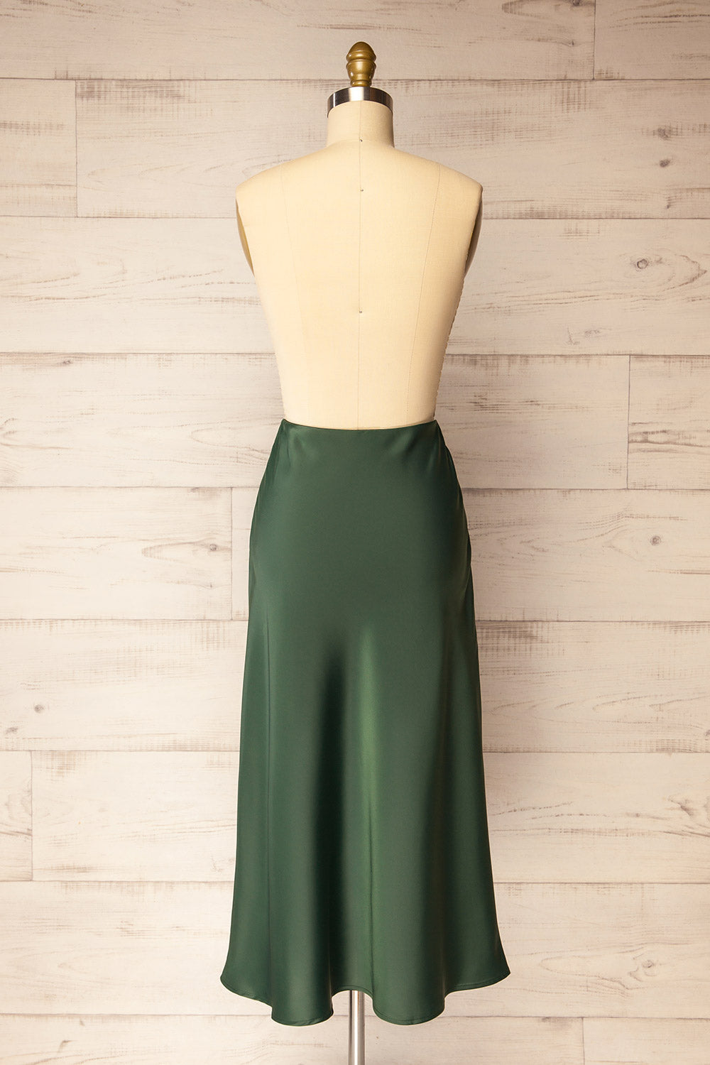 Molokai Midi Emerald Satin Skirt | La petite garçonne back view