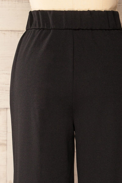 Mombasa Black Wide-Leg Pants w/ Golden Buttons | La petite garçonne back close-up