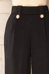 Mombasa Black Wide-Leg Pants w/ Golden Buttons | La petite garçonne front close-up