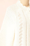 Monethalie White Openwork Knit Cardigan | Boutique 1861 side close-up
