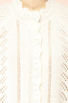 Monethalie White Openwork Knit Cardigan | Boutique 1861 fabric