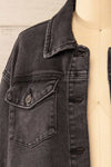 Monheurt Oversized Black Cropped Jean Jacket | La petite garçonne open close-up