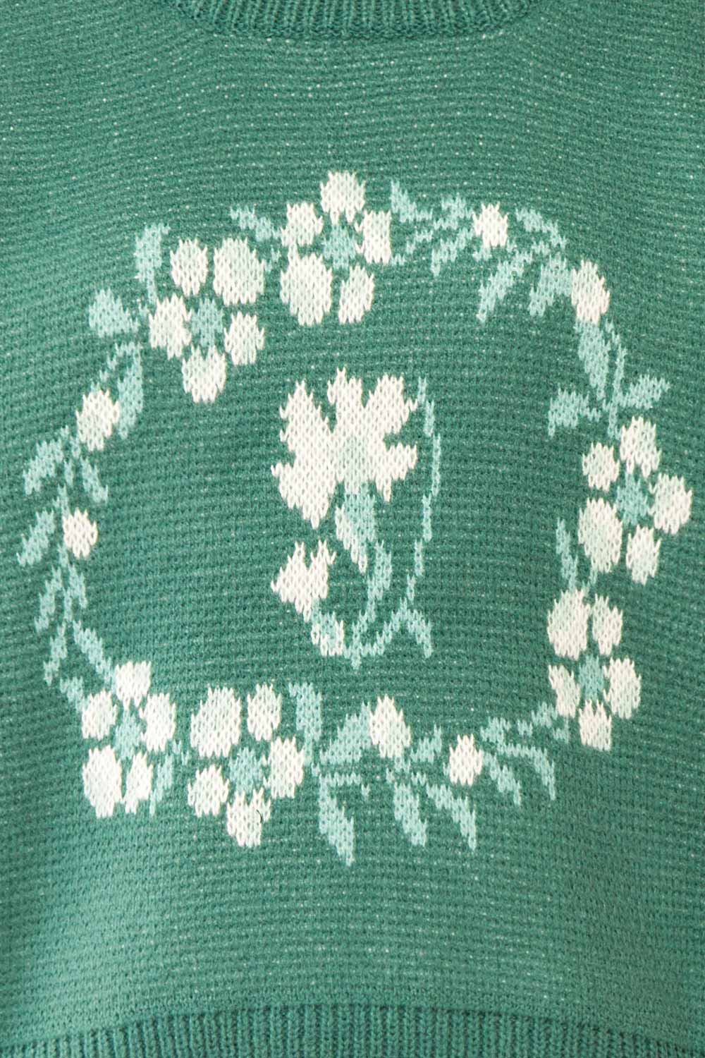 Monrovia Green Floral Patterned Knit Sweater | Boutique 1861 fabric 
