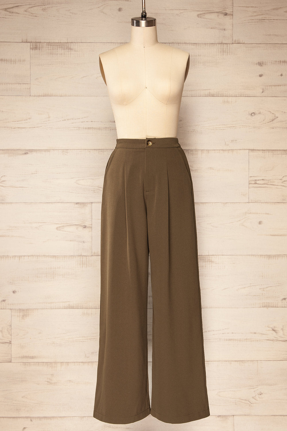 Montreux High-Waisted Khaki Pants | La petite garçonne front view