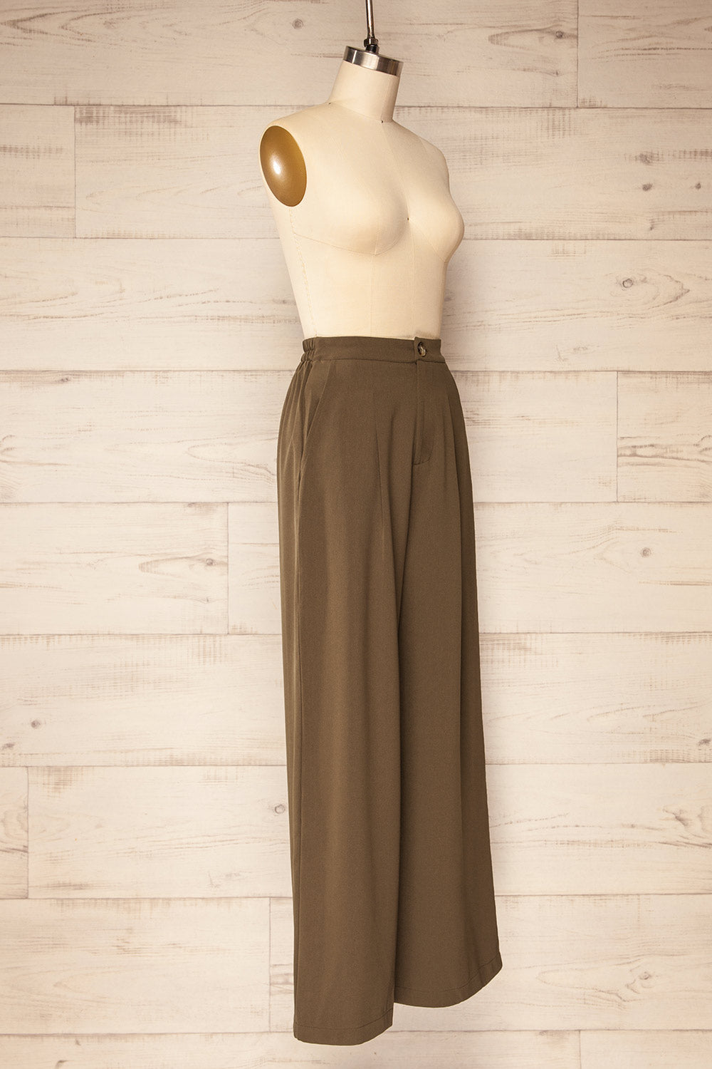 Montreux High-Waisted Khaki Pants | La petite garçonne side view