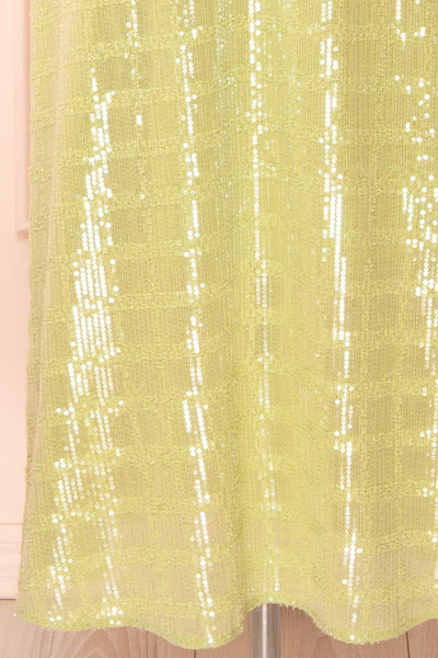 Moonbyul Light Green Sequin Midi Dress | Boutique 1861  bottom