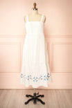 Frontview Morbi White Midi Empire Waist Dress with Pockets at boutique 1861