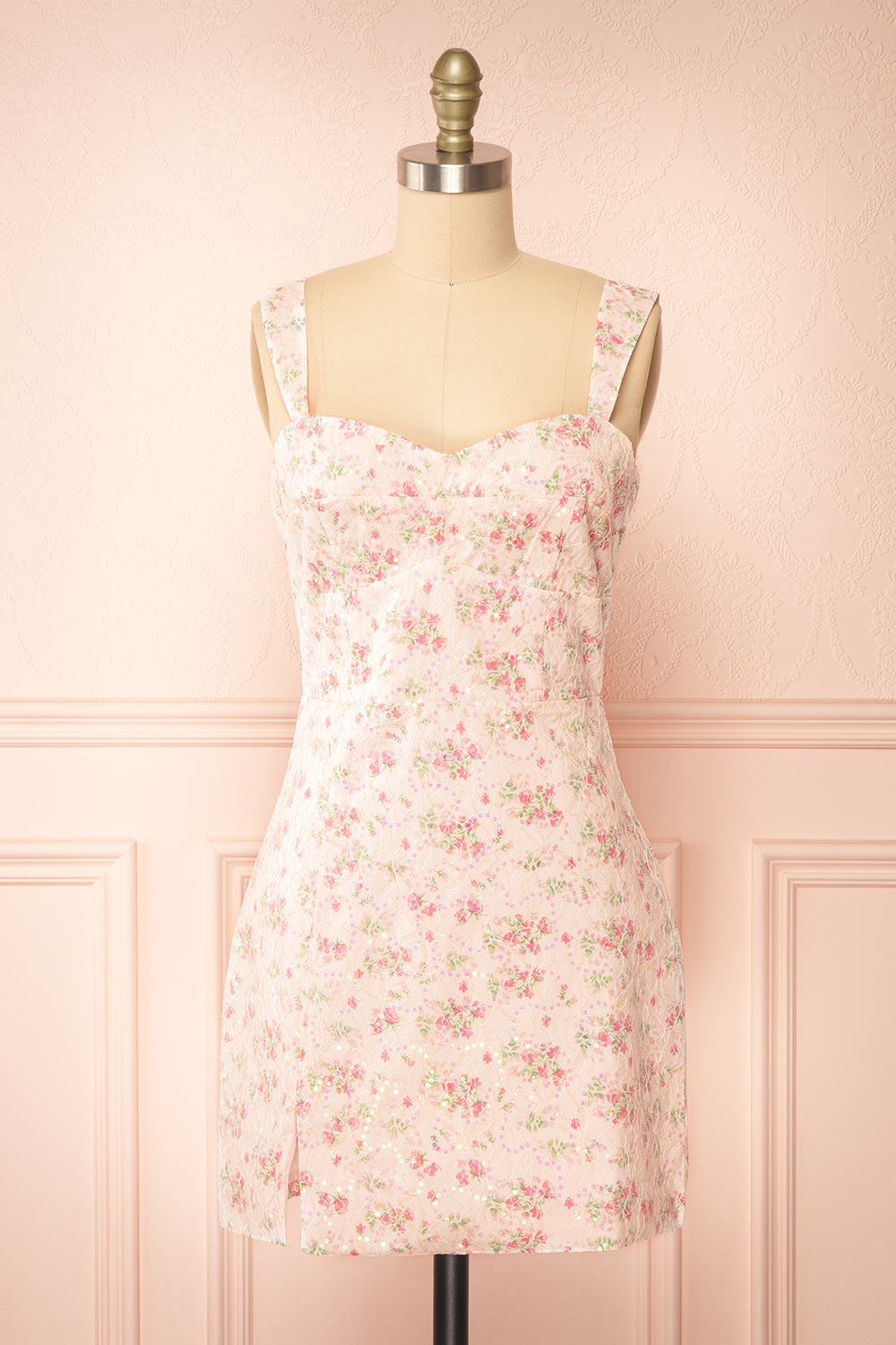 Morella Short Floral Dress w/ Sequins | Boutique 1861 front view