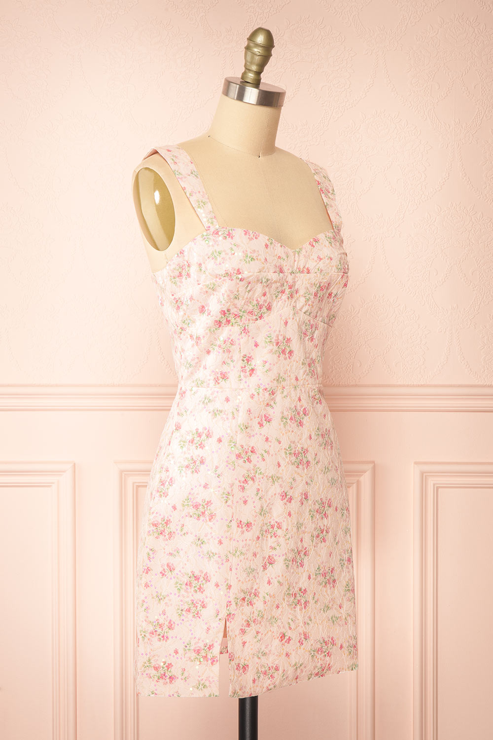 Morella Short Floral Dress w/ Sequins | Boutique 1861  side view