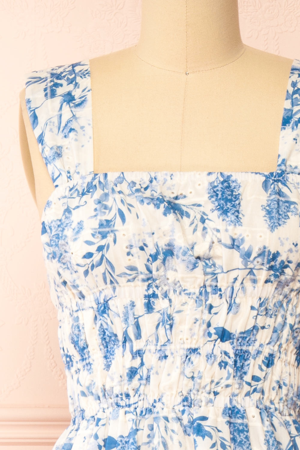 Morgane Blue Floral Midi Dress | Boutique 1861 front