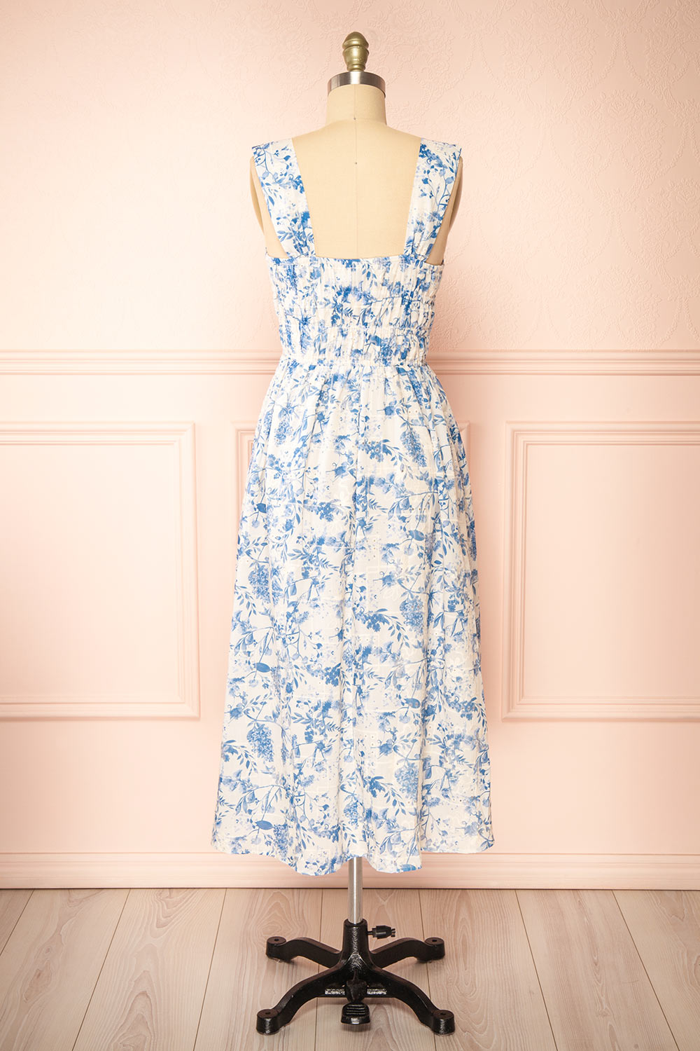 Morgane Blue Floral Midi Dress | Boutique 1861 back view