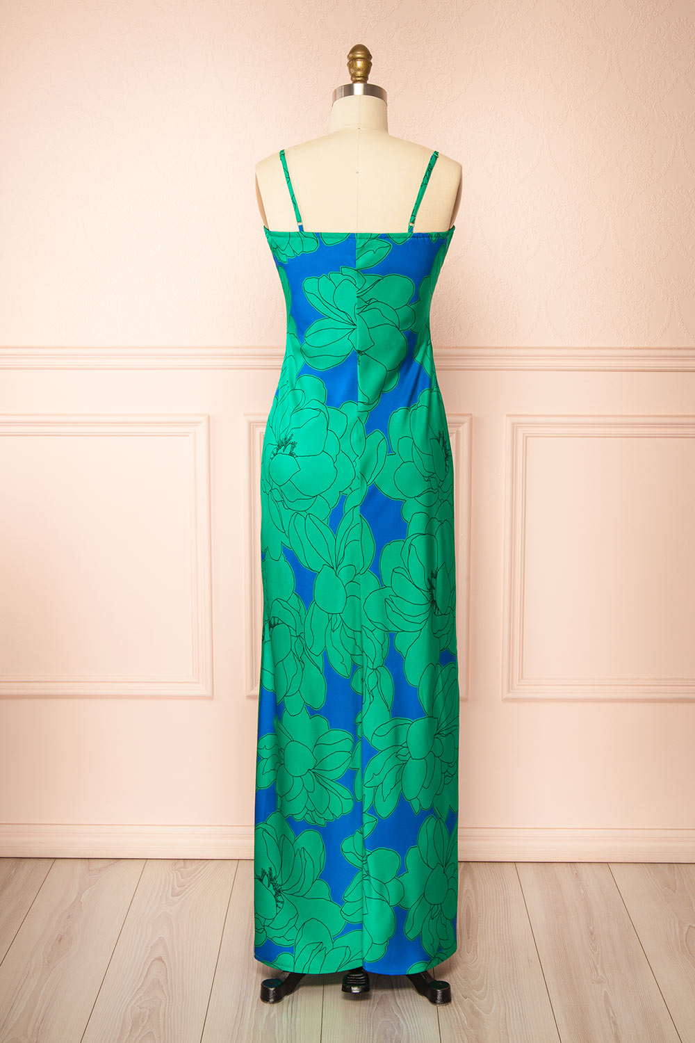 Morgany Long Green Floral Dress | Boutique 1861 back view
