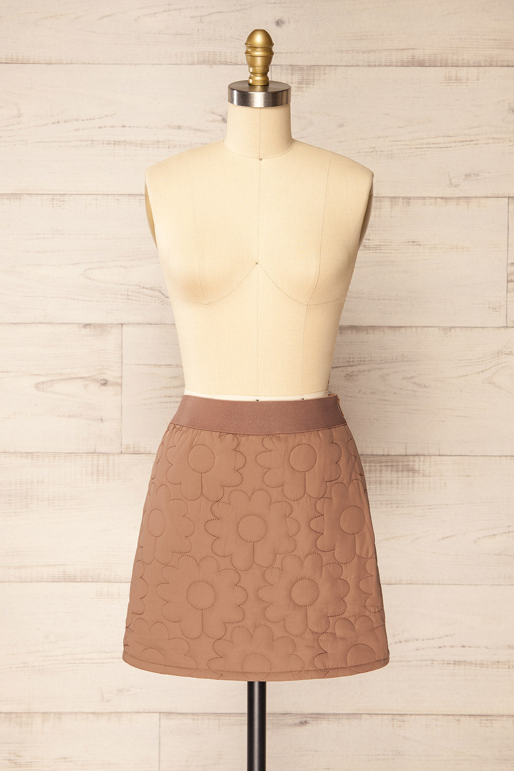 Morlaix Floral Quilted Taupe Skirt | La petite garçonne front view