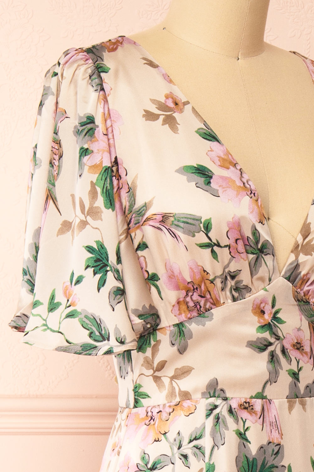 Morriven Satin Maxi Dress w/ Floral Pattern | Boutique 1861  side