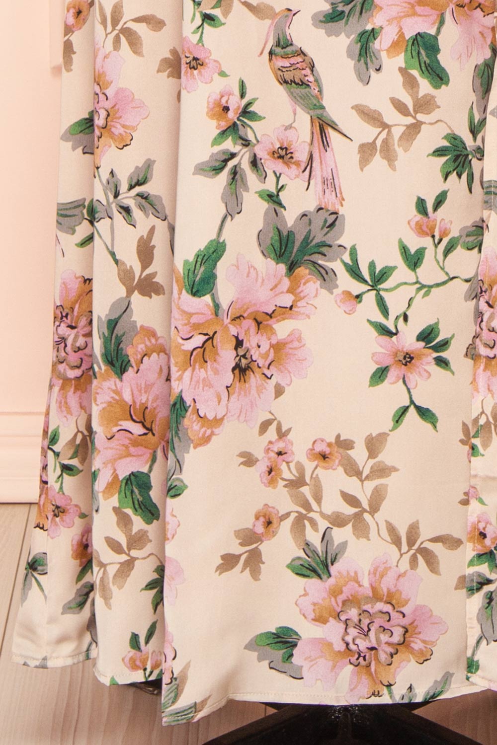 Morriven Satin Maxi Dress w/ Floral Pattern | Boutique 1861  bottom