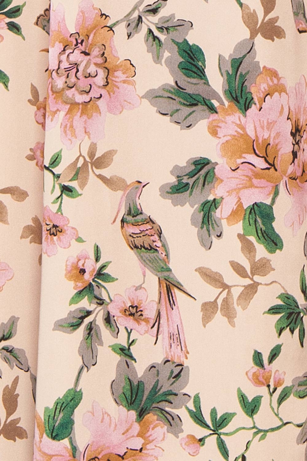 Morriven Satin Maxi Dress w/ Floral Pattern | Boutique 1861  fabric 