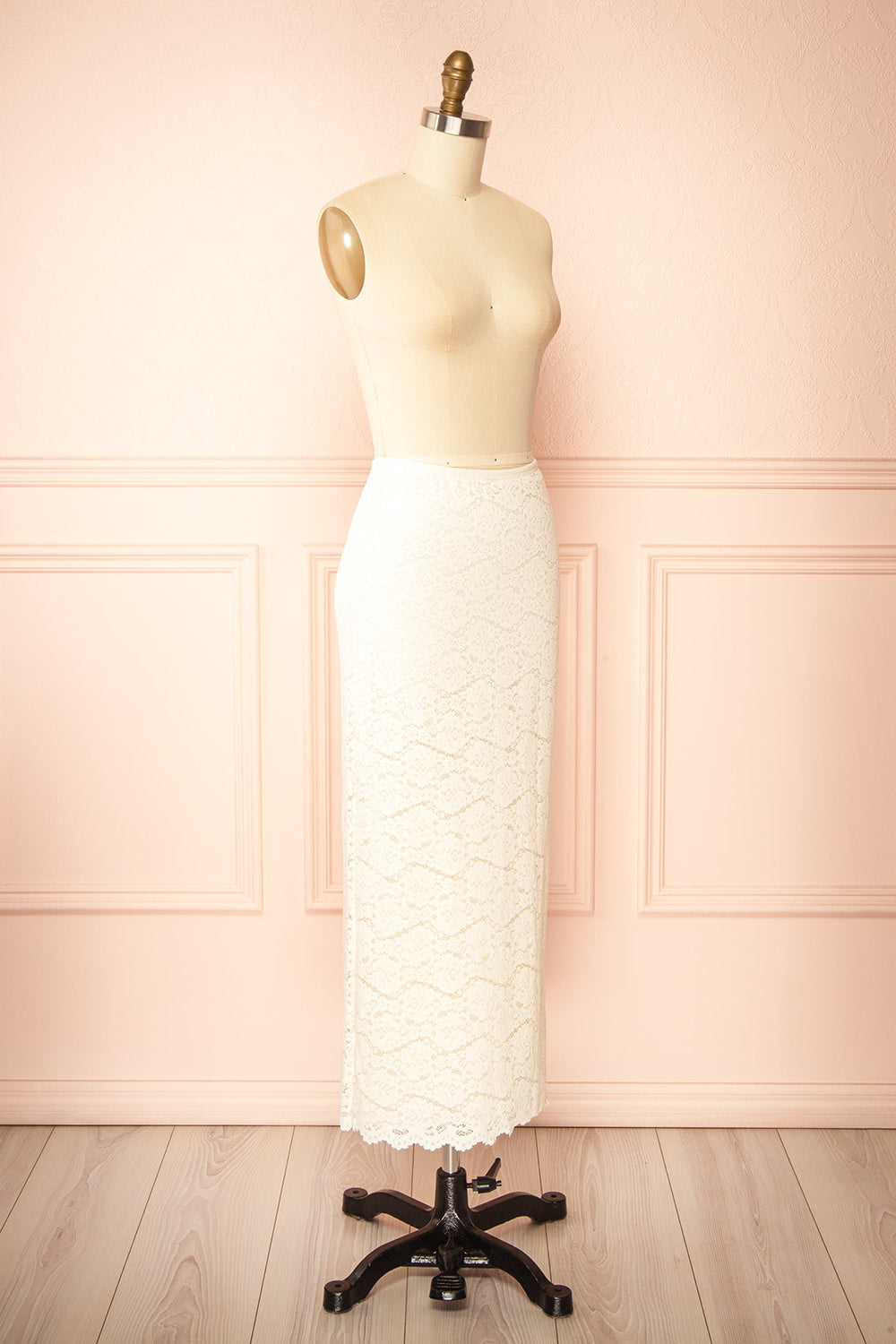 Moruya Ivory Lace Midi Skirt | Boudoir 1861 side view