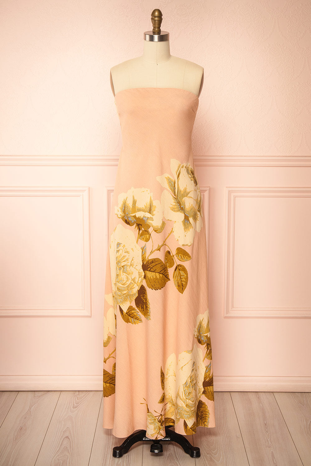Moufida Strapless Pink Maxi Dress with Pockets | Boutique 1861 front view