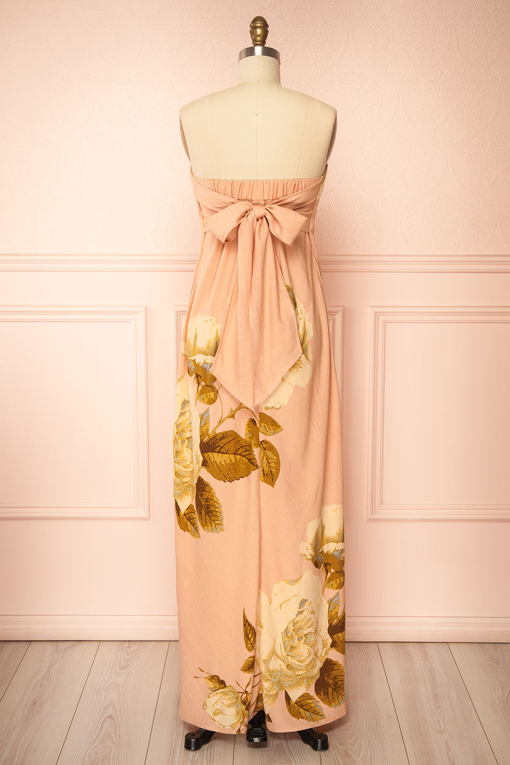 Moufida Strapless Pink Maxi Dress with Pockets | Boutique 1861 back view