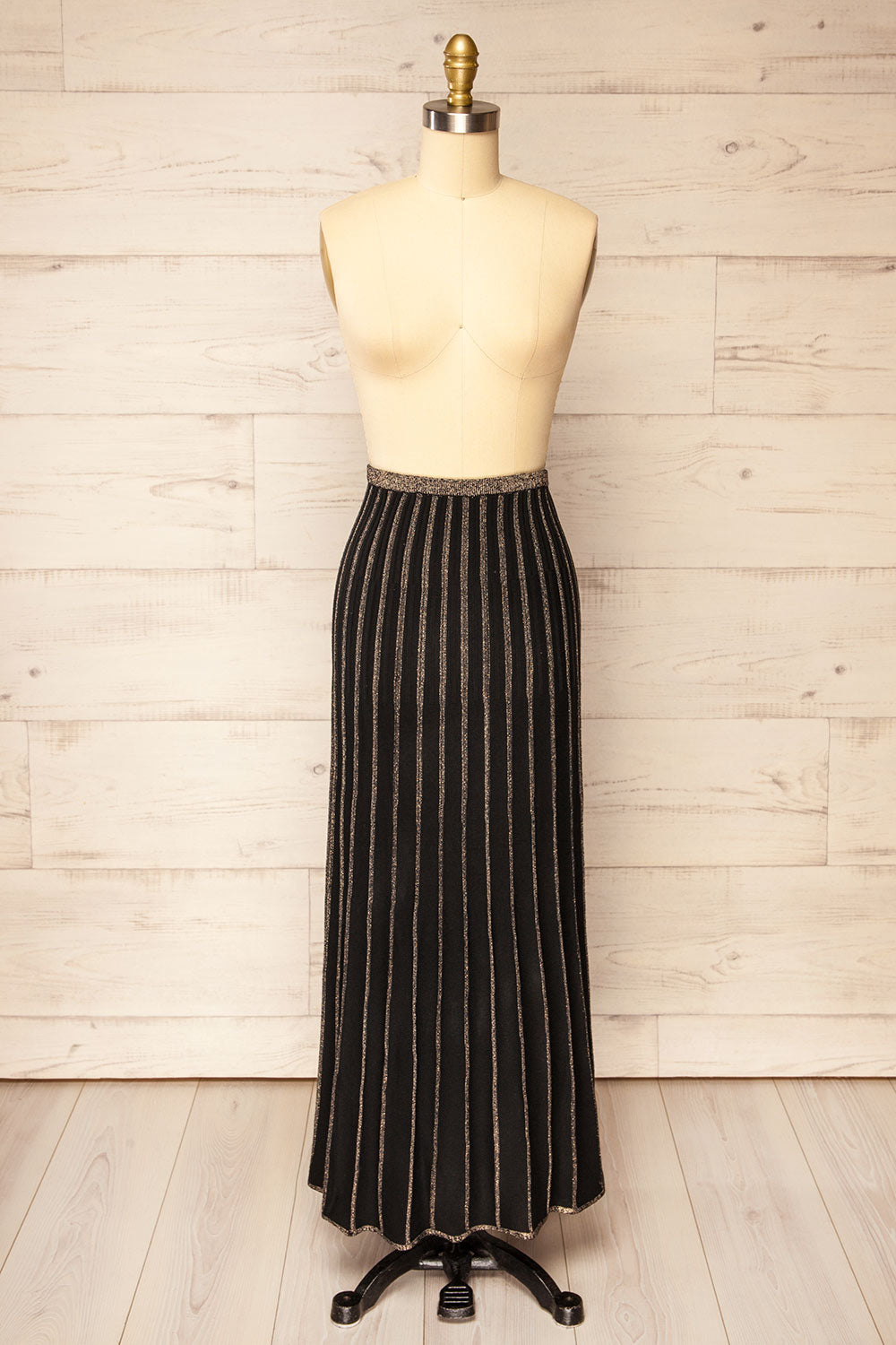 Mozyz Long Black Skirt w/ Golden Threads | La petite garçonne front view