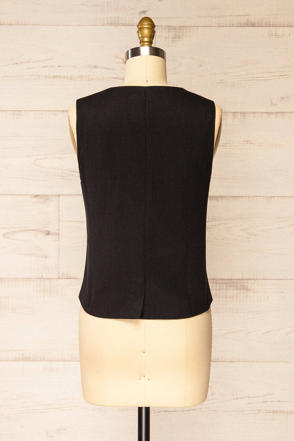 Mposhi Black Vest w/ V Neck | La petite garçonne  back view