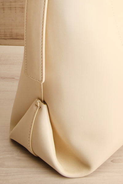 Mulhouse Ivory Faux Leather Tote Bag | La petite garçonne side close-up