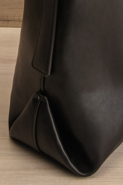 Mulhouse Black Faux-Leather Tote Bag | La petite garçonne side close-up