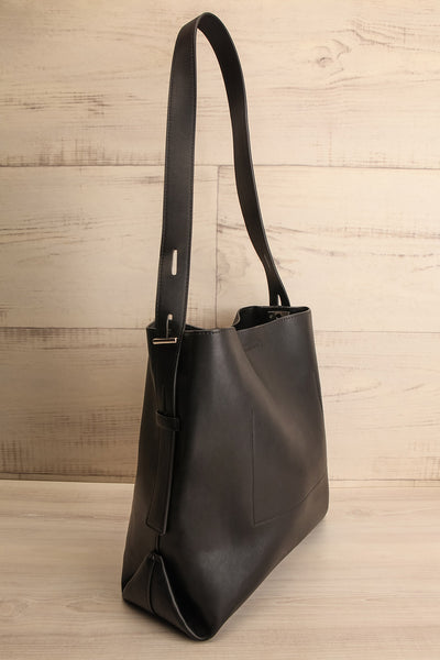 Mulhouse Black Faux-Leather Tote Bag | La petite garçonne side view