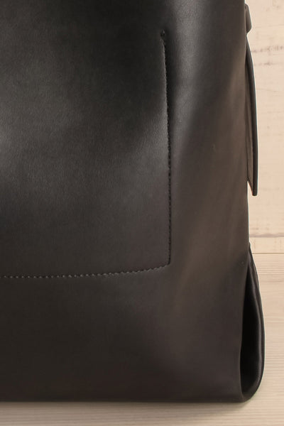 Mulhouse Black Faux-Leather Tote Bag | La petite garçonne close-up