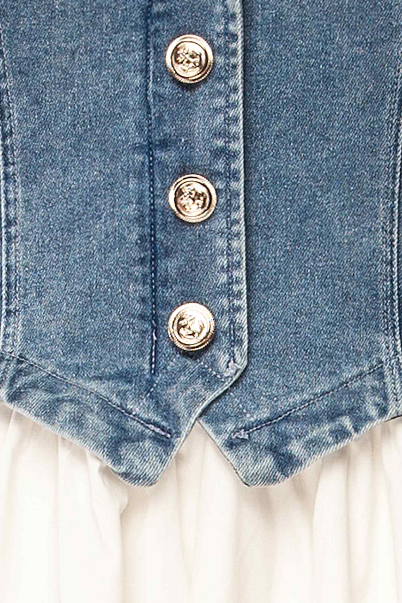 Murphy | Denim Halter Mixed-Media Midi Dress with Pockets