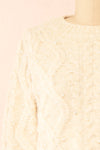 Murta Beige Knit Sweater w/ Pearls | Boutique 1861 front close-up
